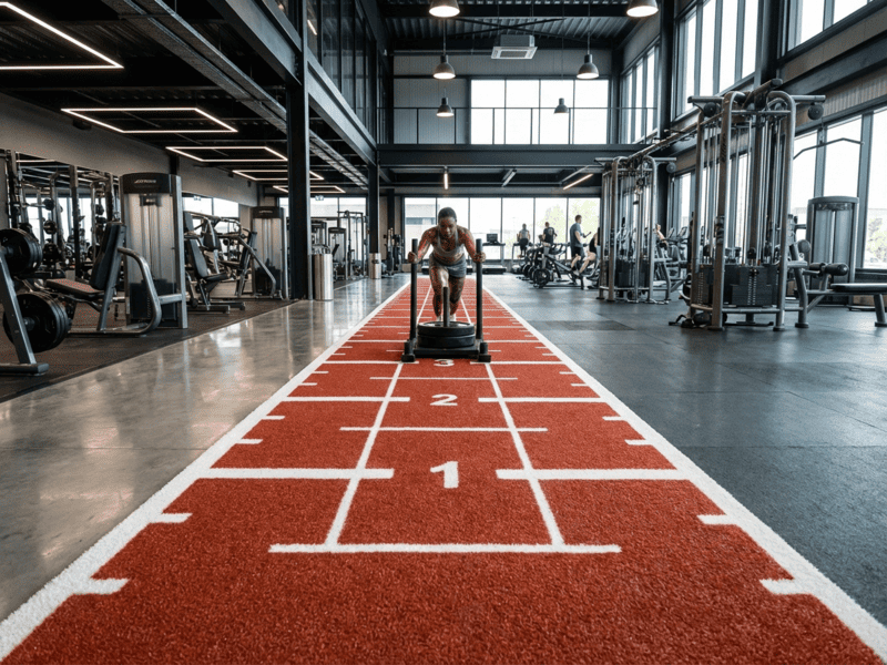 Athlete starting sled push